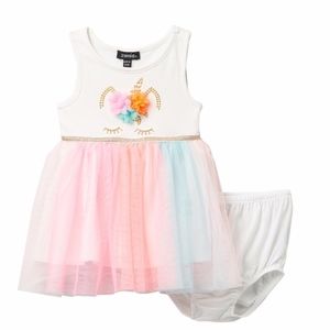 Zunie Rainbow Skirt Unicorn Infant Dress  - 18M